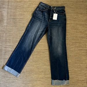 Cello Super High Rise, Single cuff, Dad Jean, Dark Denim, size 5